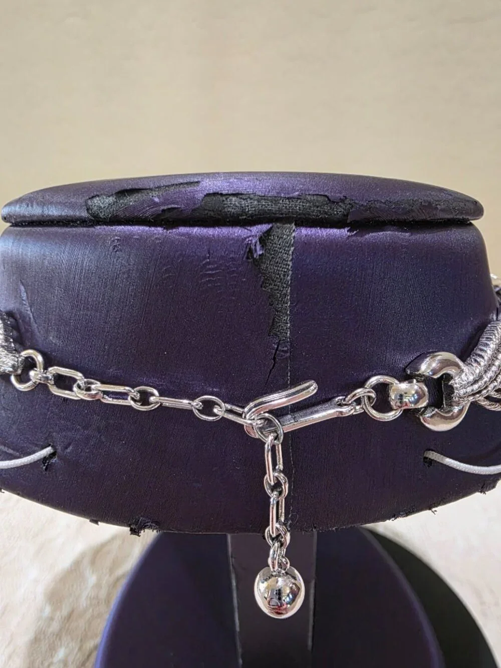Vintage Signed Trifari (c) Silver-tone Swirled Link Choker Necklace 1950-60's